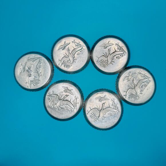 Vintage MCM Aluminum Coasters Duck Scene in Marsh 6 each - Picture 6 of 8